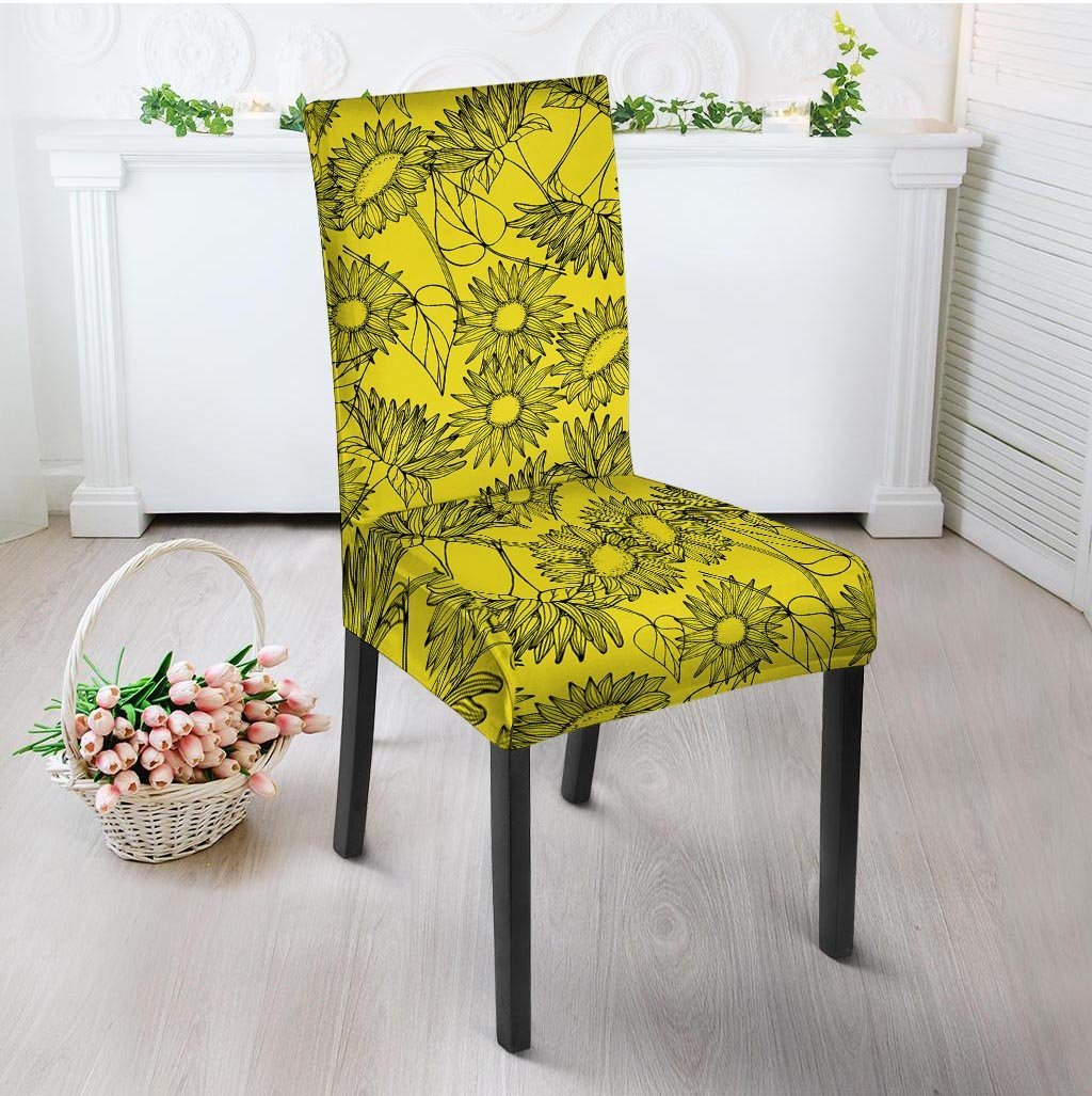 Sunflower Yellow Print Chair Cover-grizzshop
