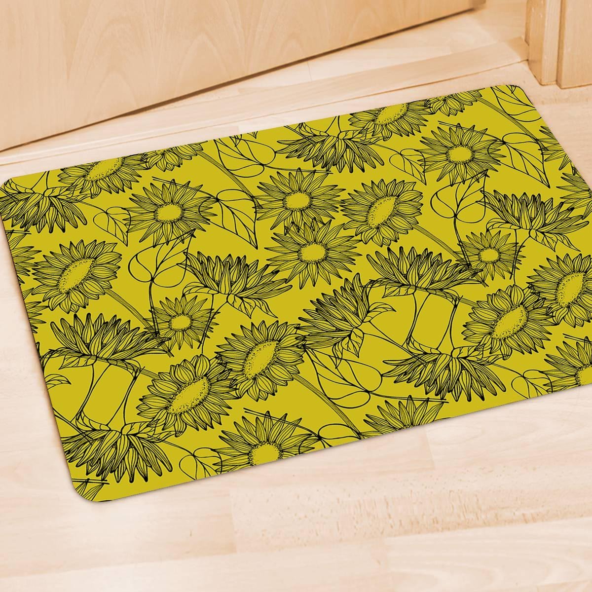 Sunflower Yellow Print Door Mat-grizzshop