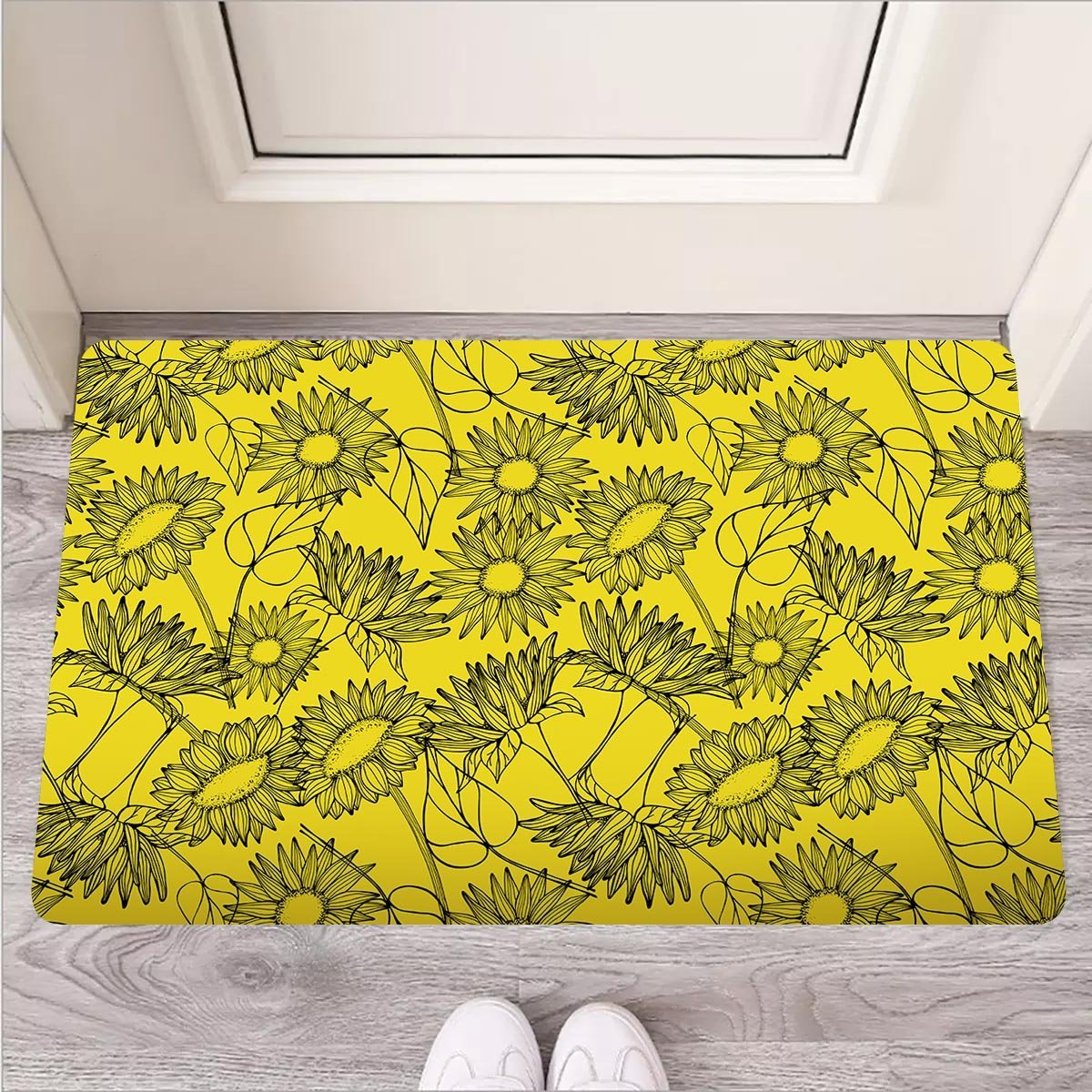 Sunflower Yellow Print Door Mat-grizzshop
