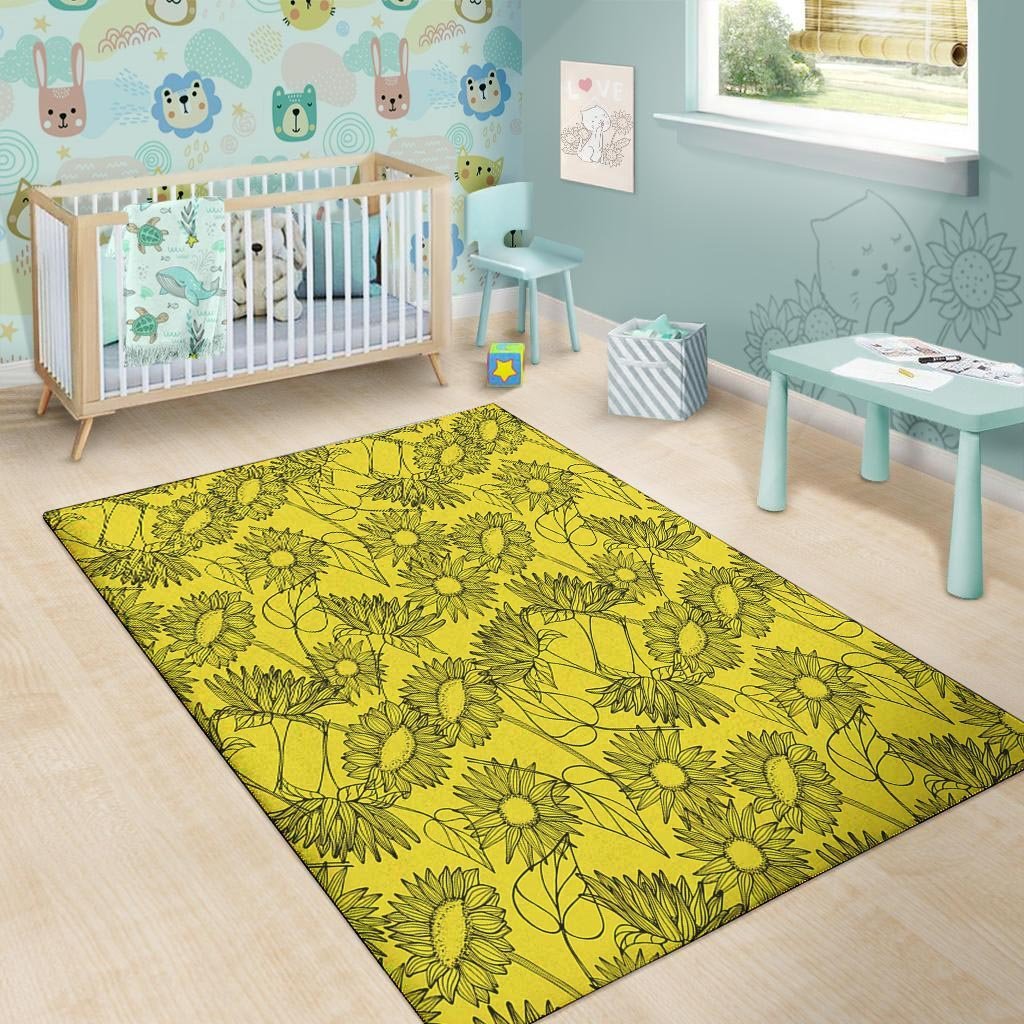 Sunflower Yellow Print Floor Mat-grizzshop