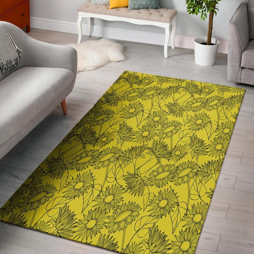 Sunflower Yellow Print Floor Mat-grizzshop