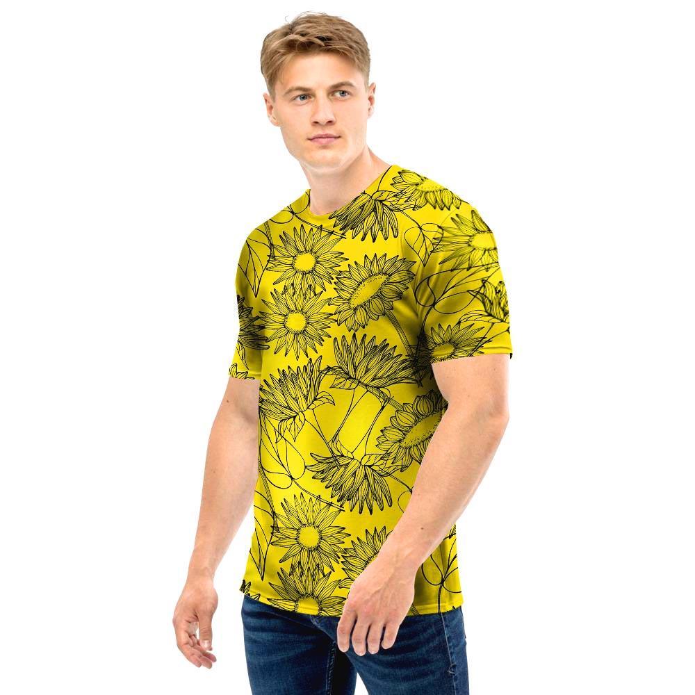 Sunflower Yellow Print Men T Shirt-grizzshop