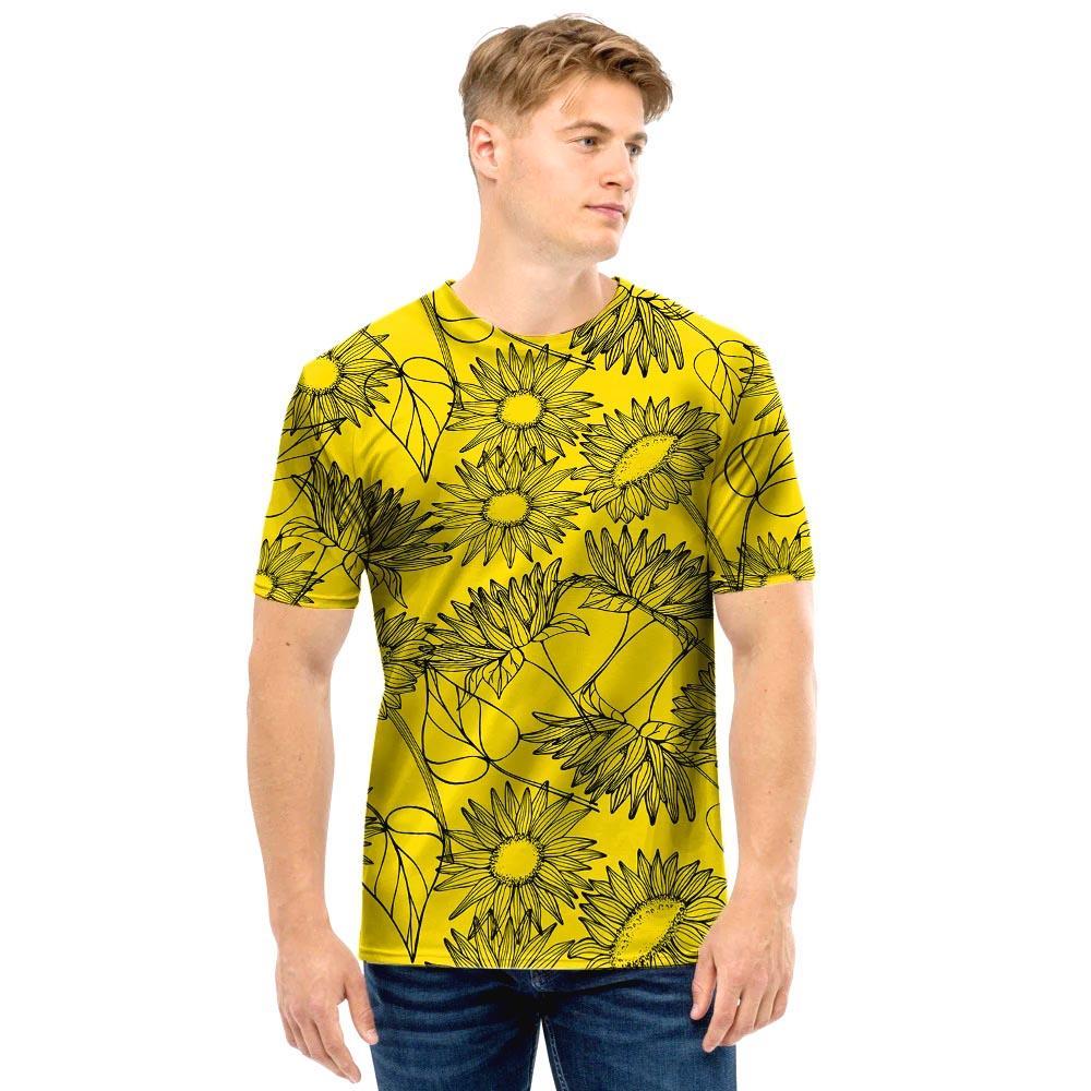 Sunflower Yellow Print Men T Shirt-grizzshop