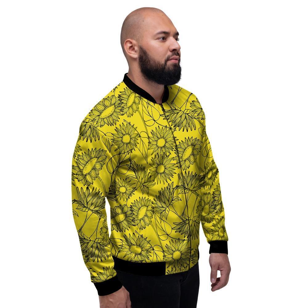 Sunflower Yellow Print Men's Bomber Jacket-grizzshop