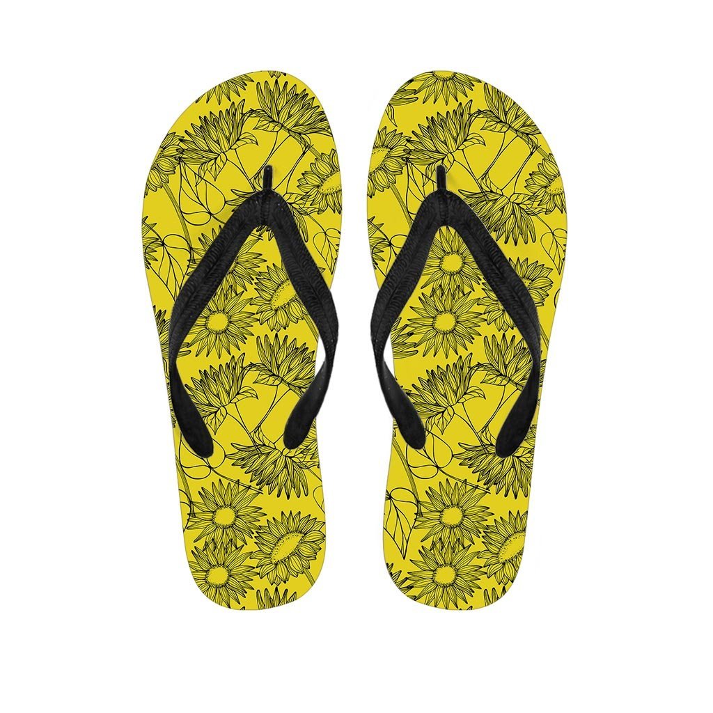 Sunflower Yellow Print Men's Flip Flops-grizzshop