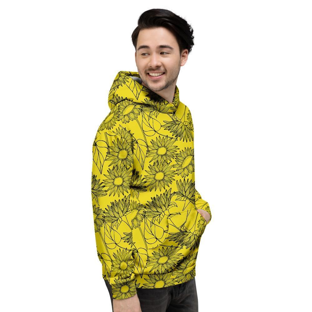 Sunflower Yellow Print Men's Hoodie-grizzshop