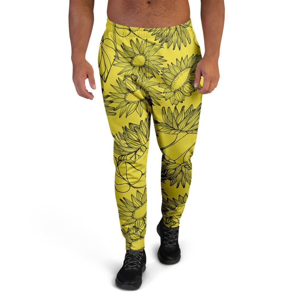 Sunflower Yellow Print Men's Joggers-grizzshop
