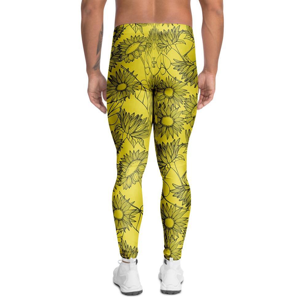 Sunflower Yellow Print Men's Leggings-grizzshop