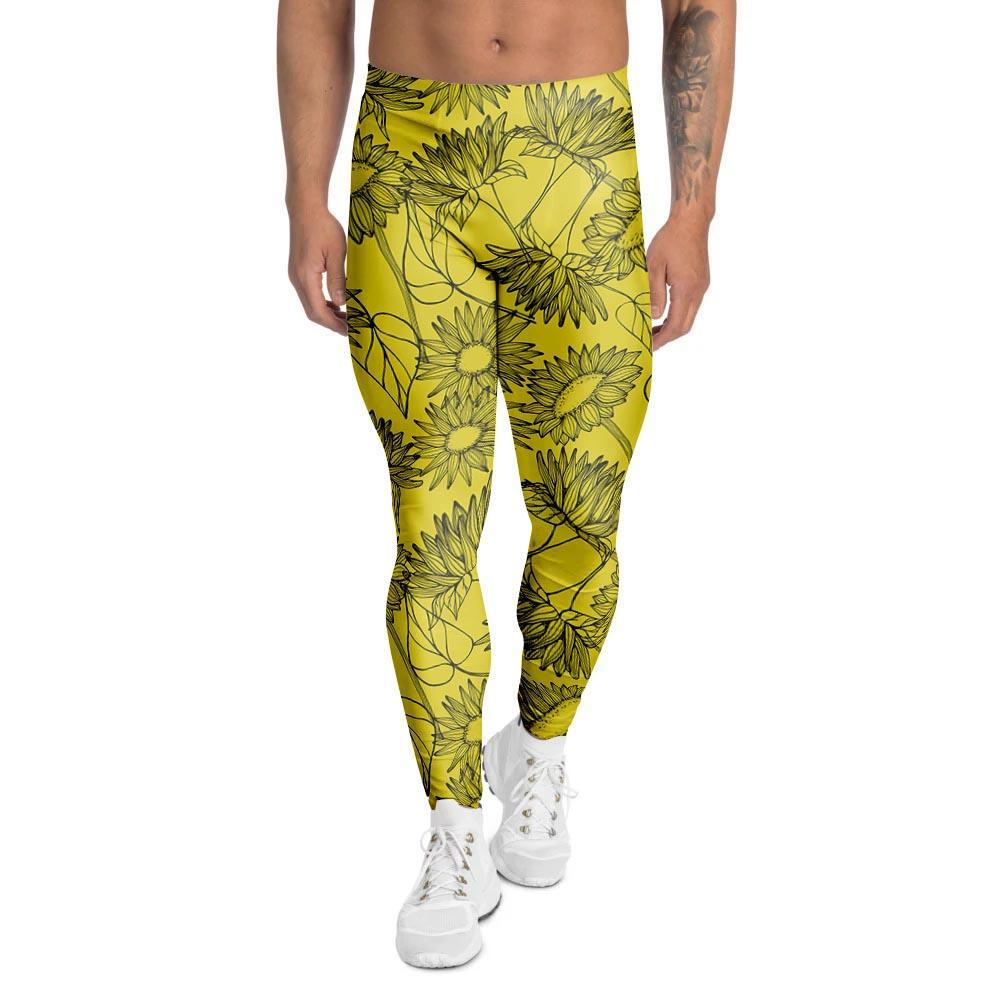 Sunflower Yellow Print Men's Leggings-grizzshop