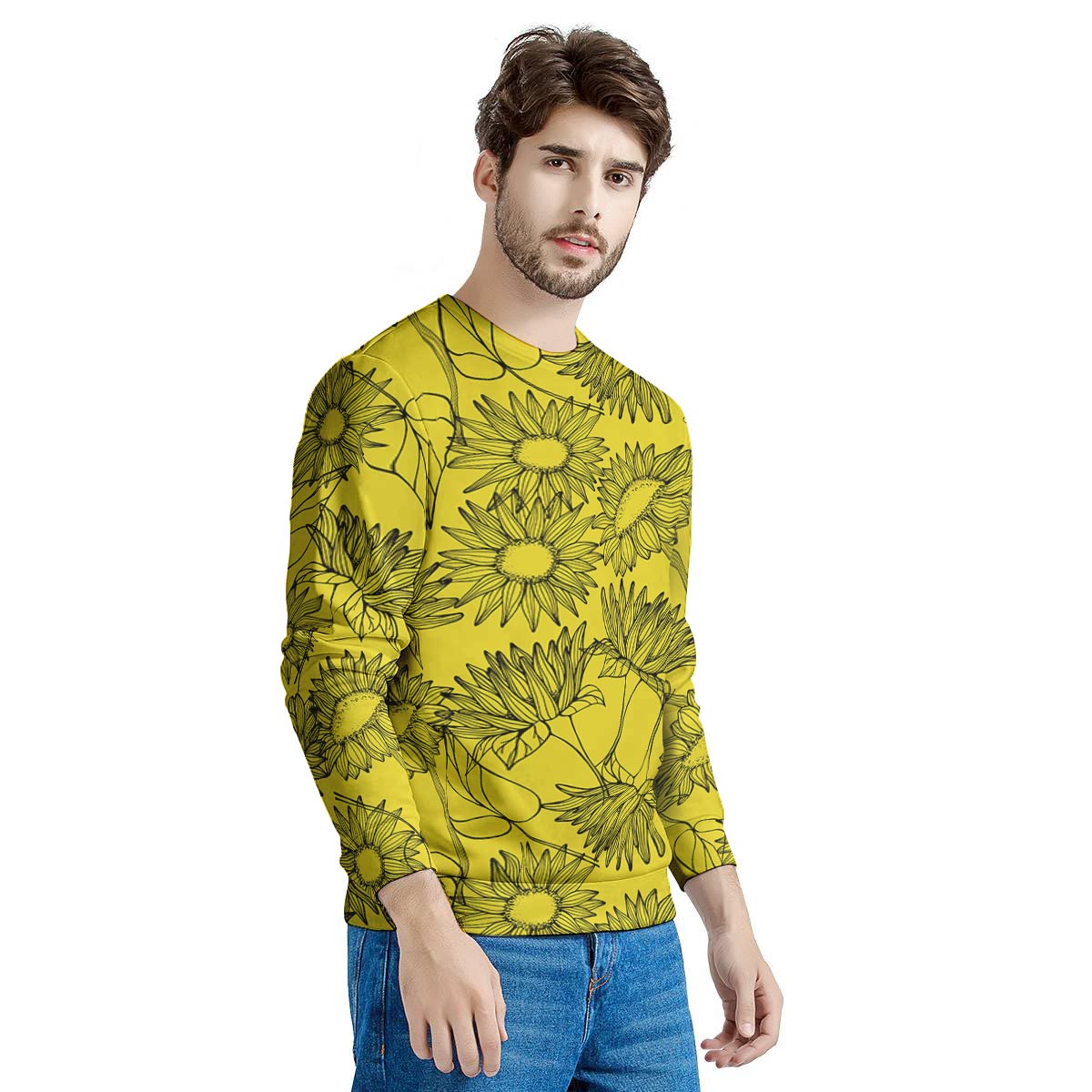 Sunflower Yellow Print Men's Sweatshirt-grizzshop