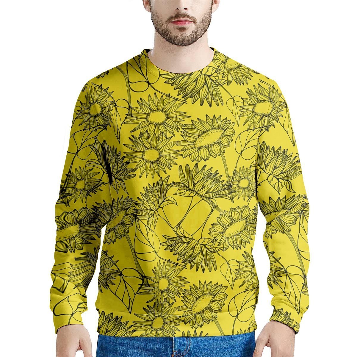 Sunflower Yellow Print Men's Sweatshirt-grizzshop