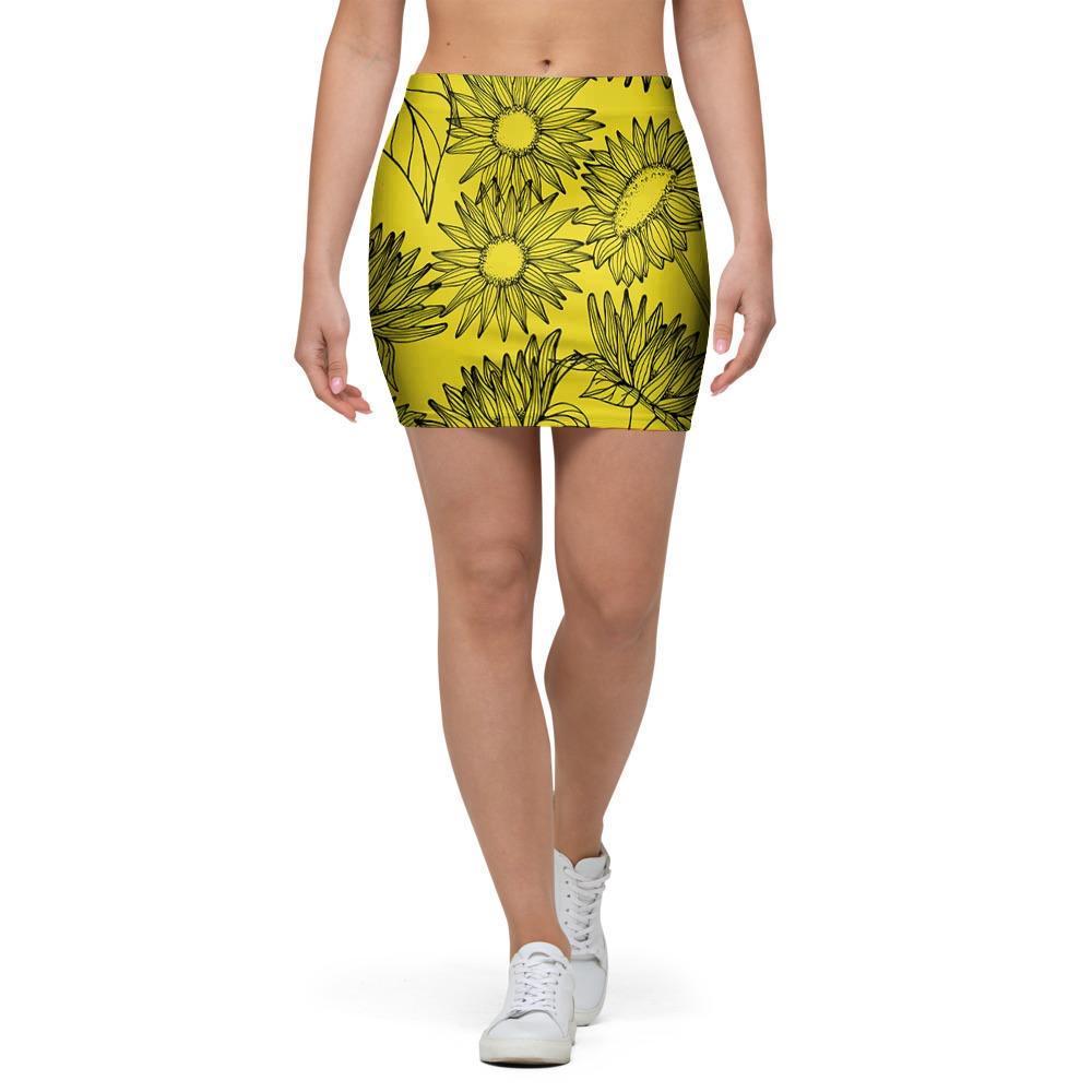 Sunflower Yellow Print Mini Skirt-grizzshop