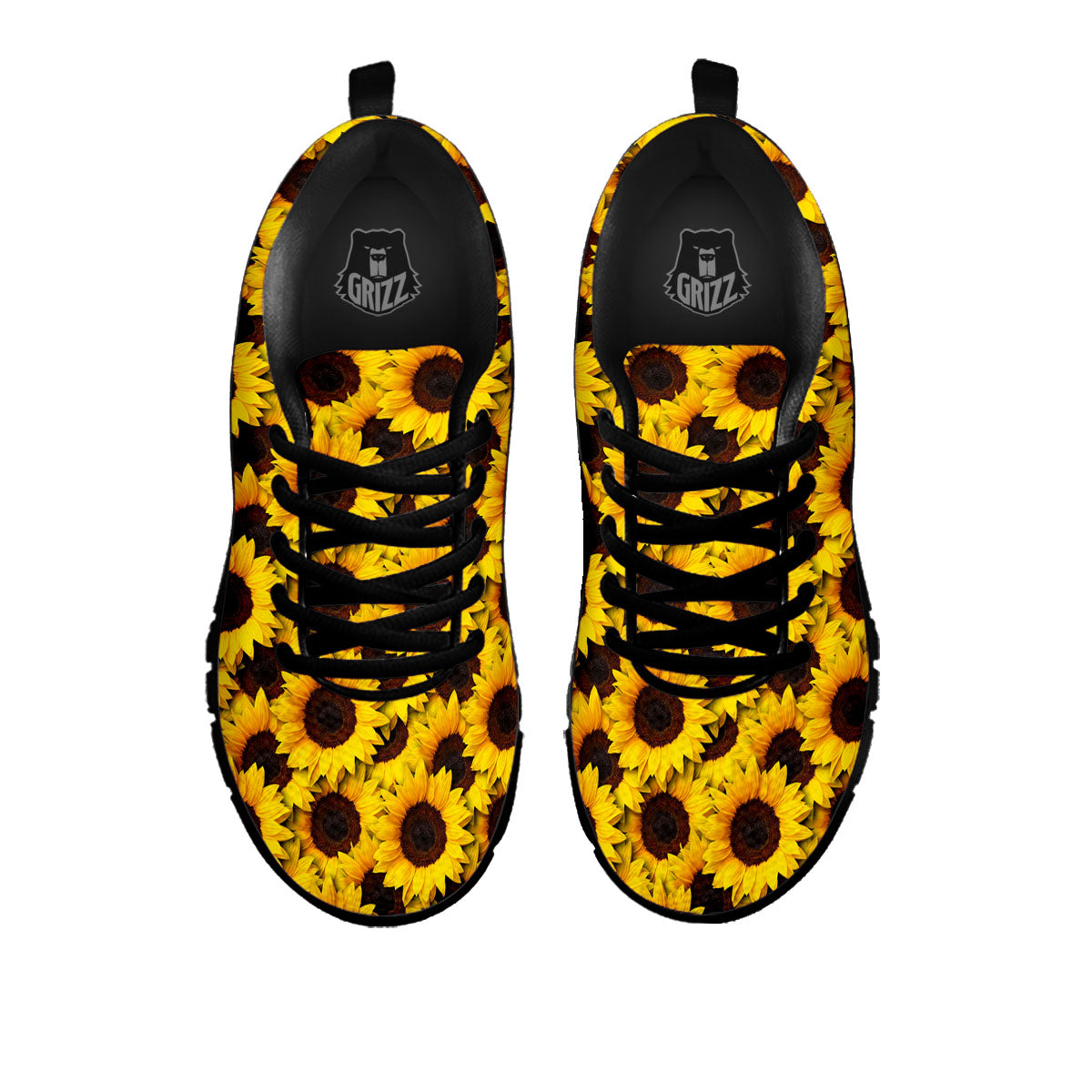 Sunflower Yellow Print Pattern Black Sneaker-grizzshop