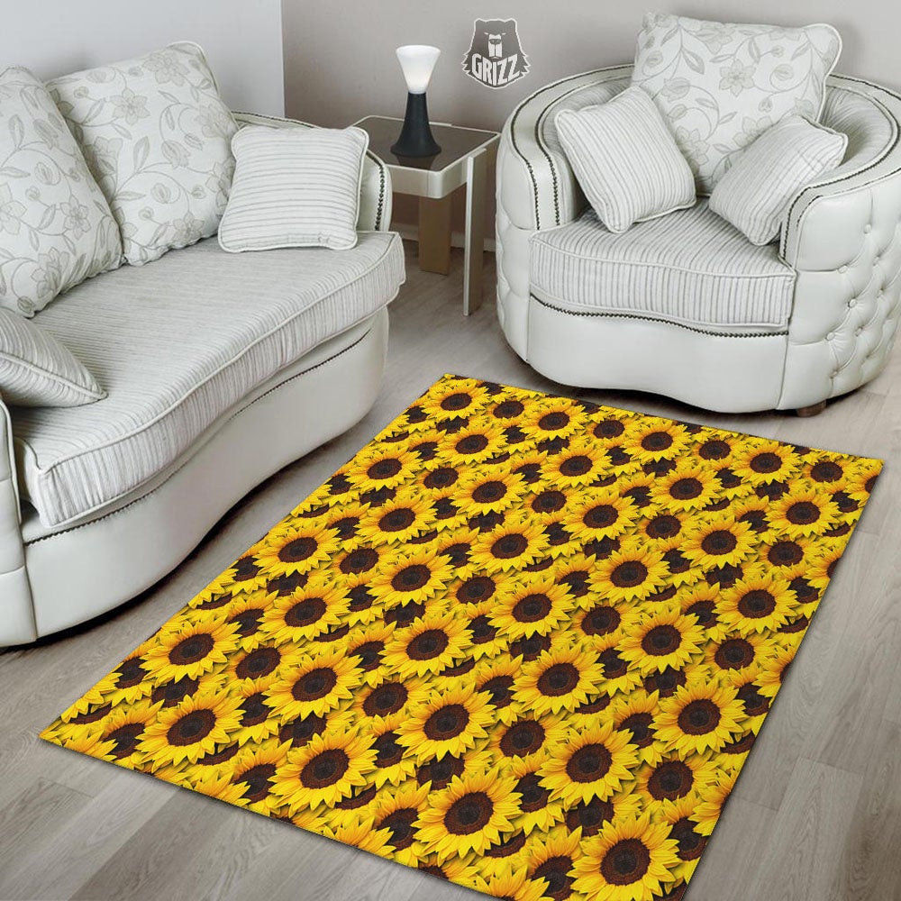 Sunflower Yellow Print Pattern Floor Mat-grizzshop