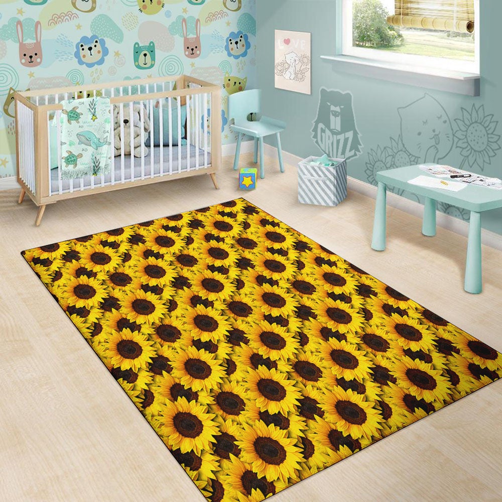 Sunflower Yellow Print Pattern Floor Mat-grizzshop