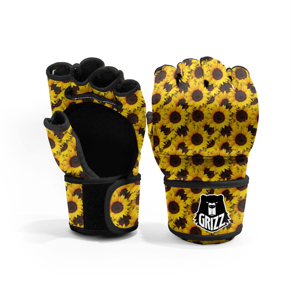 Sunflower Yellow Print Pattern MMA Gloves-grizzshop