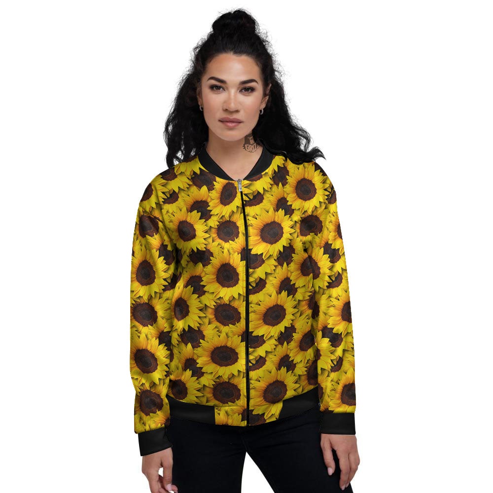 Sunflower Yellow Print Pattern Women's Bomber Jacket-grizzshop