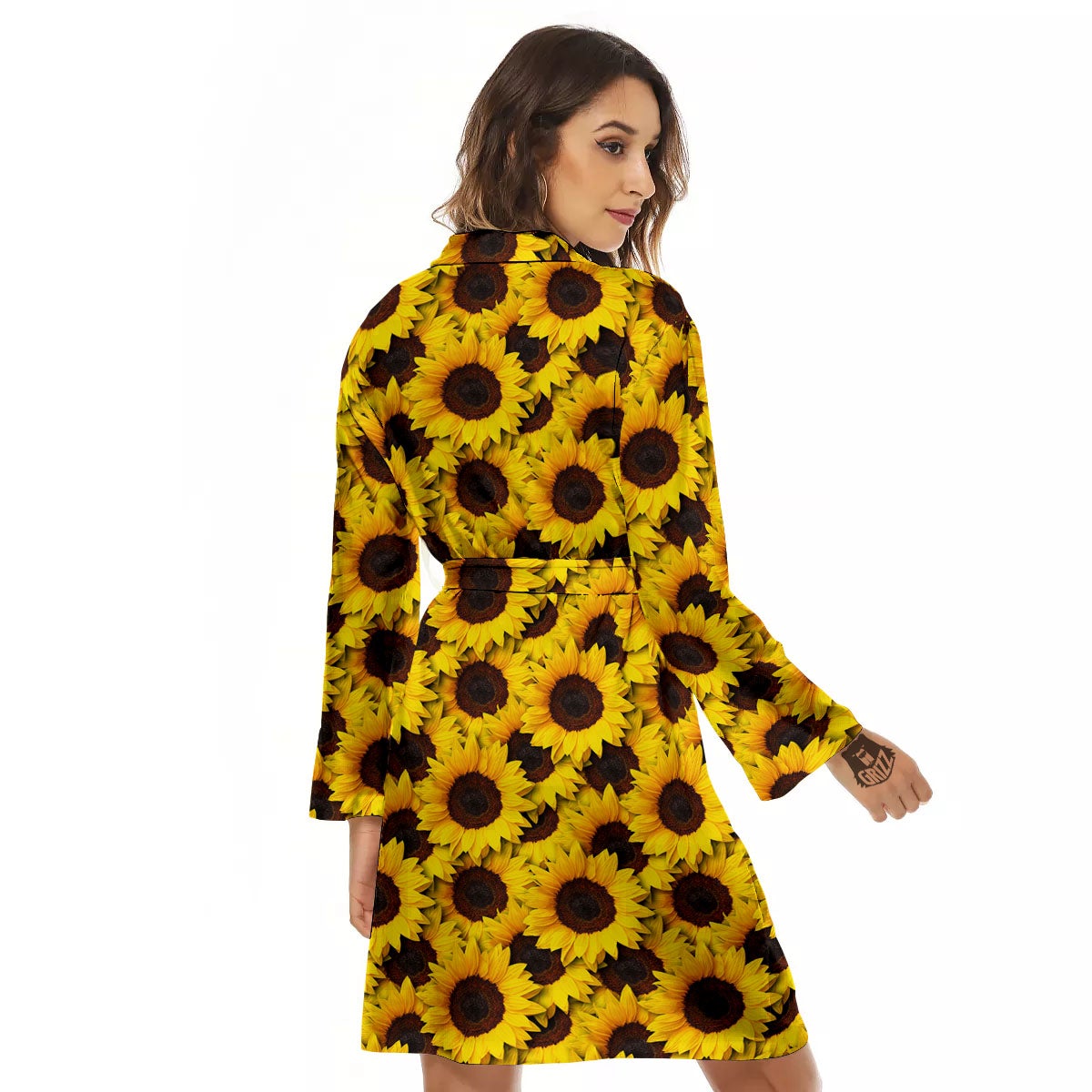 Sunflower Yellow Print Pattern Women's Robe-grizzshop