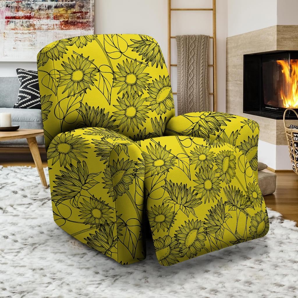 Sunflower Yellow Print Recliner Cover-grizzshop