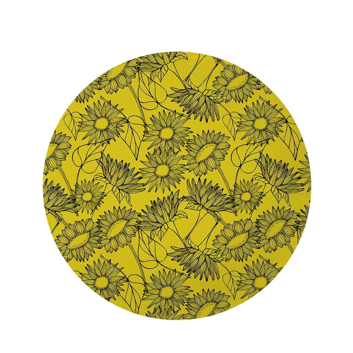 Sunflower Yellow Print Round Rug-grizzshop