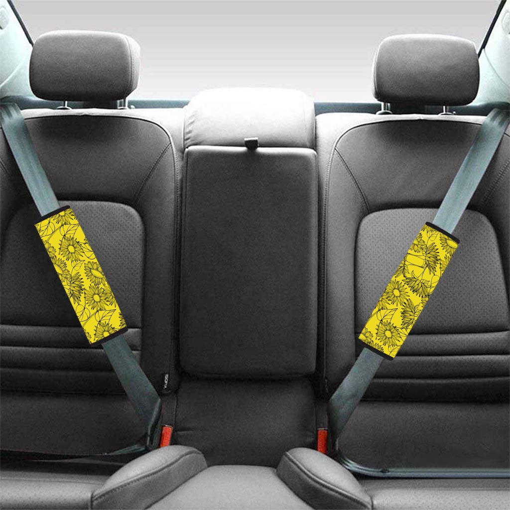 Sunflower Yellow Print Seat Belt Cover-grizzshop