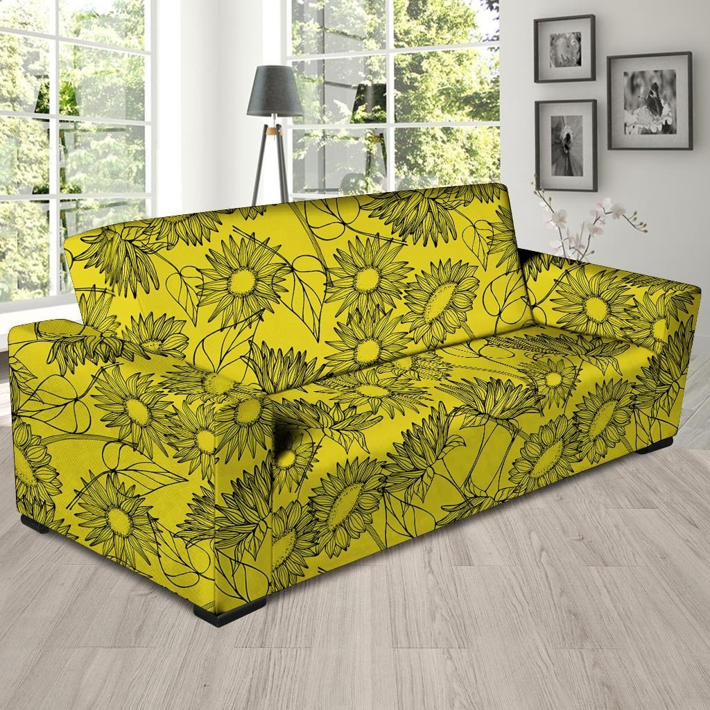 Sunflower Yellow Print Sofa Cover-grizzshop