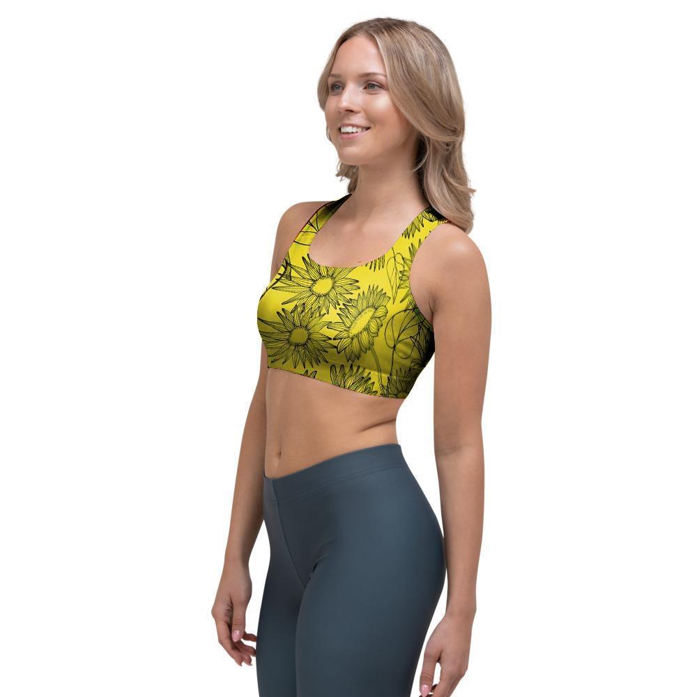 Sunflower Yellow Print Sports Bra-grizzshop