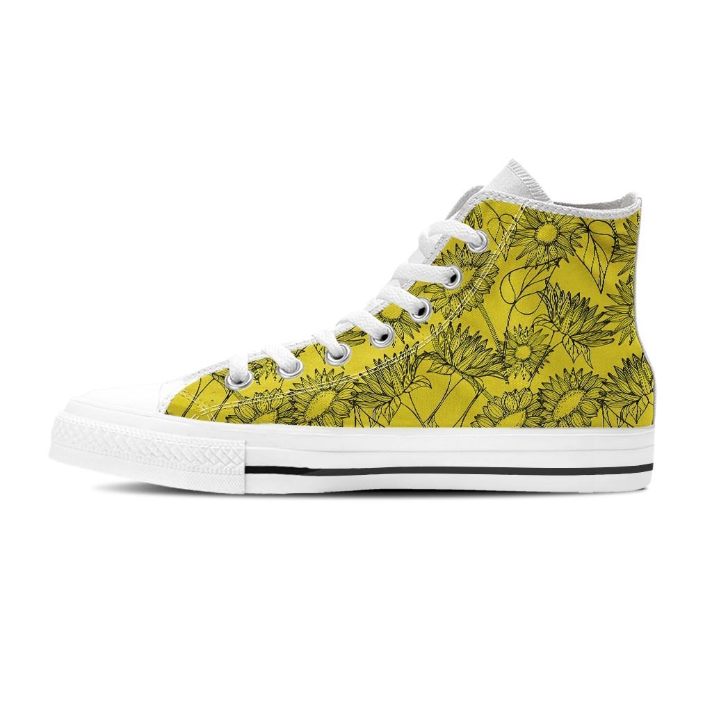 Sunflower Yellow Print Women's High Top Shoes-grizzshop