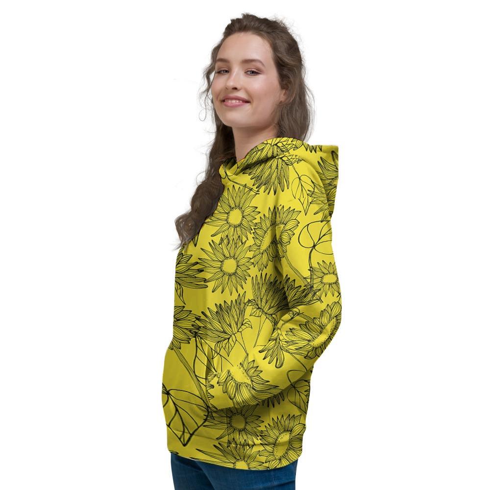 Sunflower Yellow Print Women's Hoodie-grizzshop