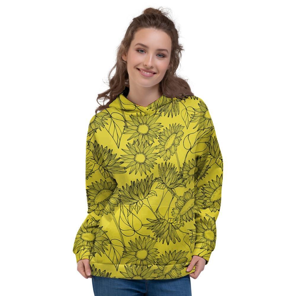 Sunflower Yellow Print Women's Hoodie-grizzshop