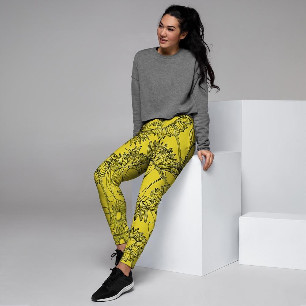 Sunflower Yellow Print Women's Joggers-grizzshop