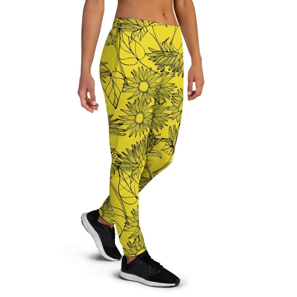 Sunflower Yellow Print Women's Joggers-grizzshop