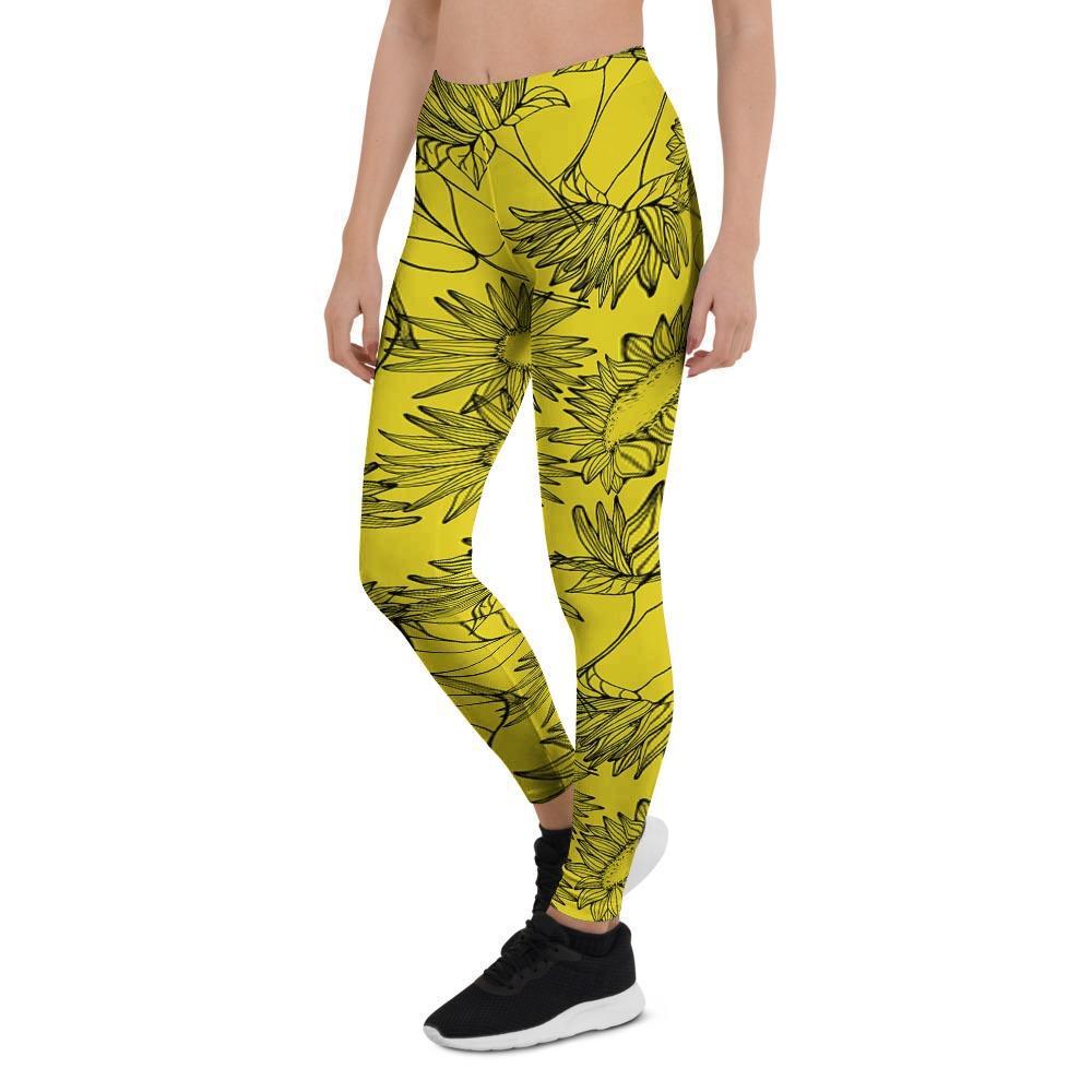 Sunflower Yellow Print Women's Leggings-grizzshop