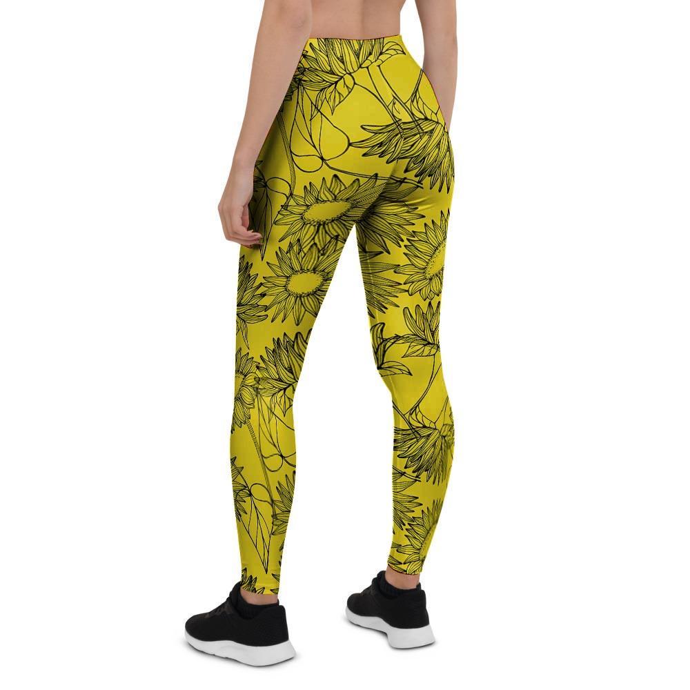 Sunflower Yellow Print Women's Leggings-grizzshop