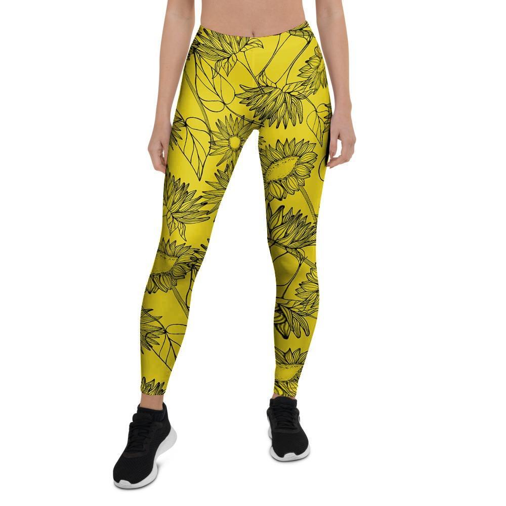 Sunflower Yellow Print Women's Leggings-grizzshop