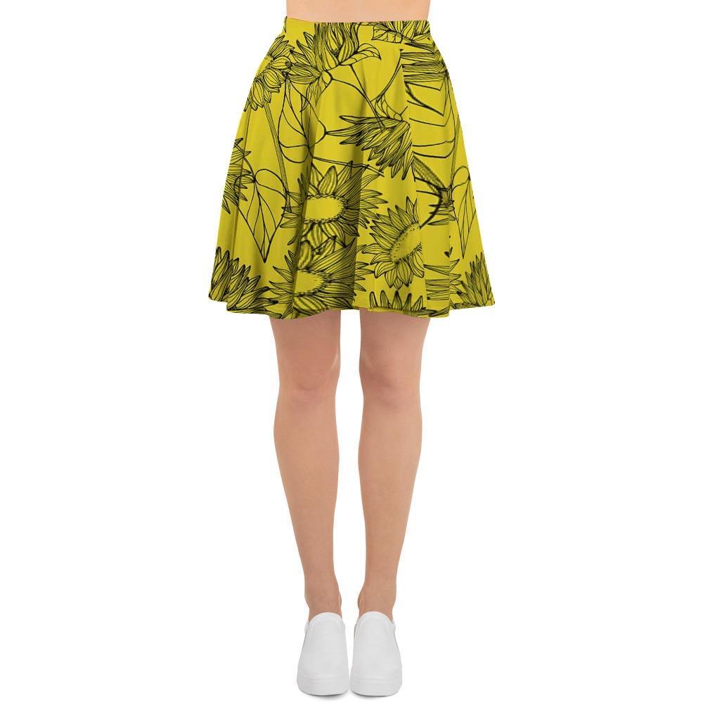 Sunflower Yellow Print Women's Skirt-grizzshop