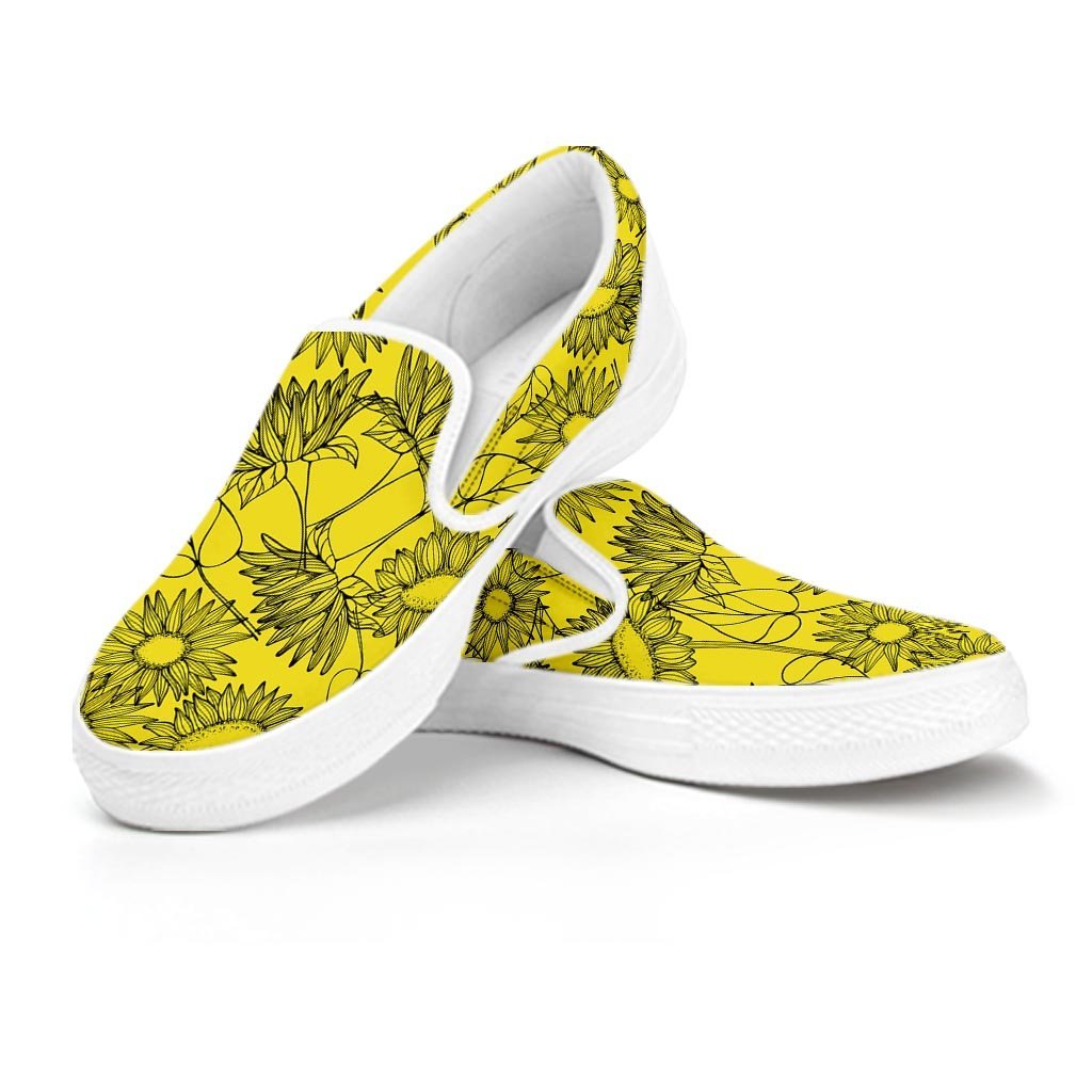 Sunflower Yellow Print Women's Slip On Sneakers-grizzshop