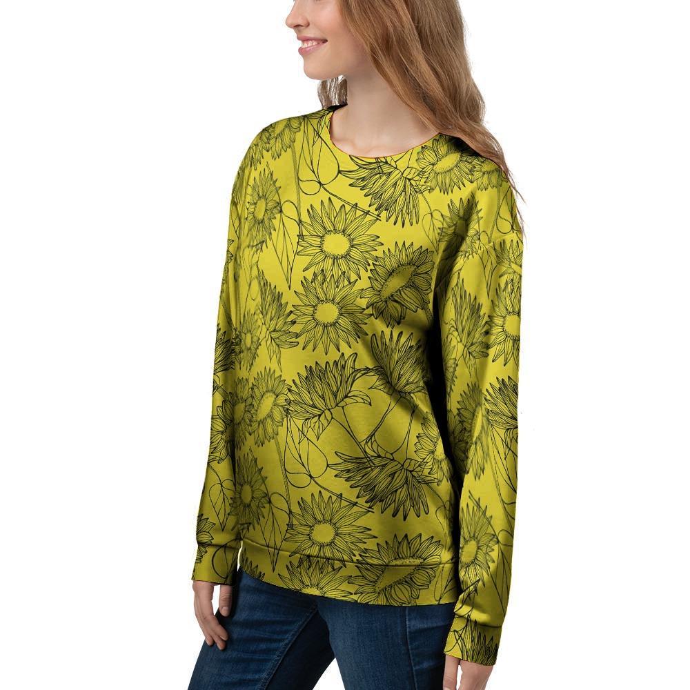 Sunflower Yellow Print Women's Sweatshirt-grizzshop