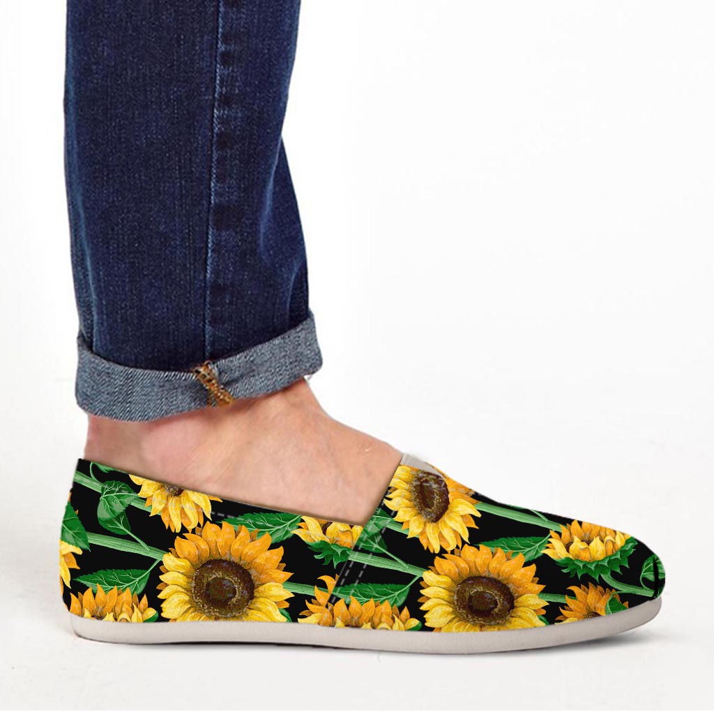 Sunflower Black Print Canvas Shoes-grizzshop
