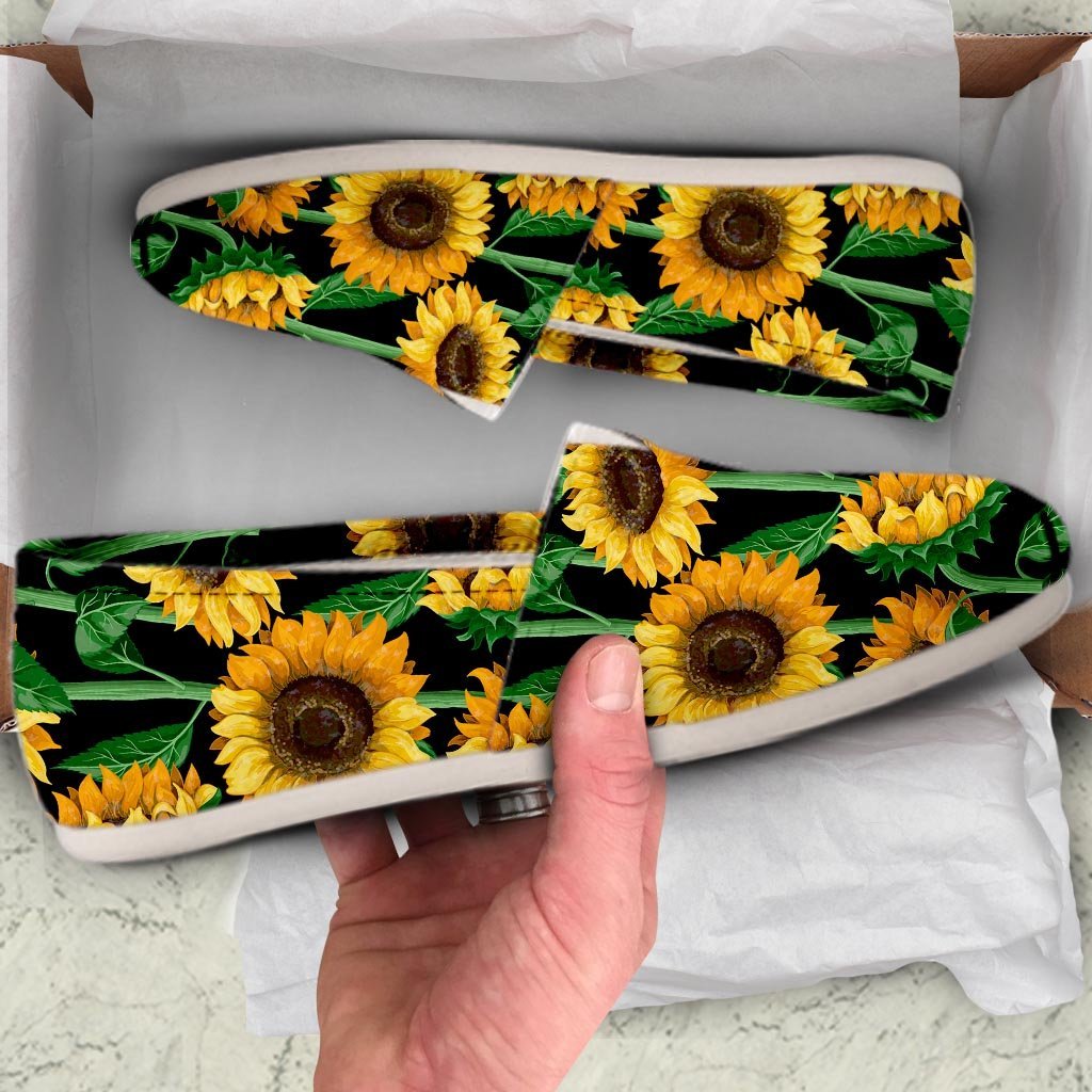 Sunflower Black Print Canvas Shoes-grizzshop