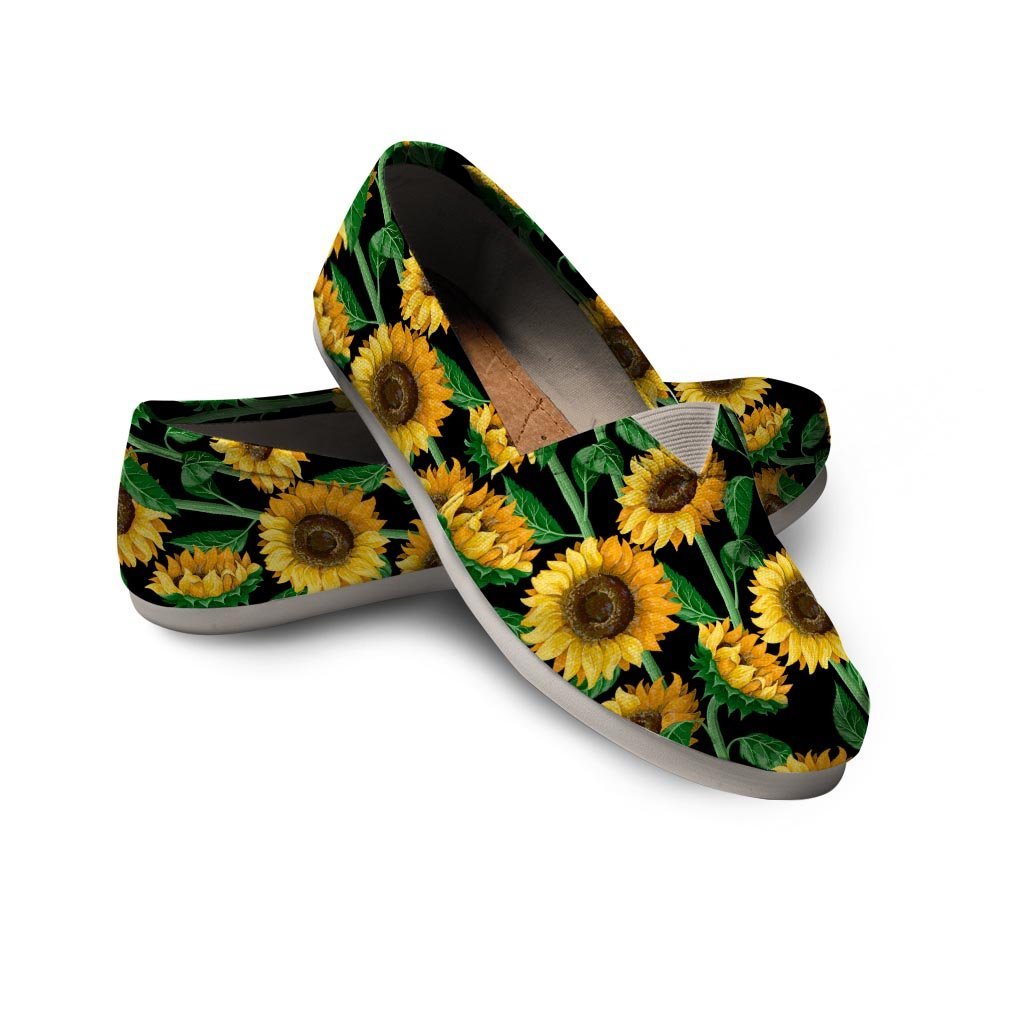 Sunflower Black Print Canvas Shoes-grizzshop