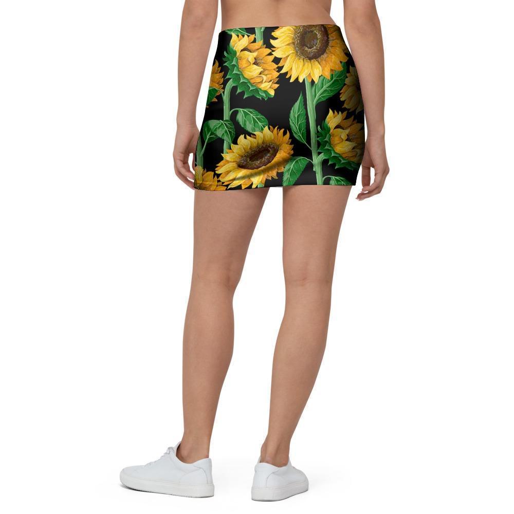Sunflower Black Print Mini Skirt-grizzshop