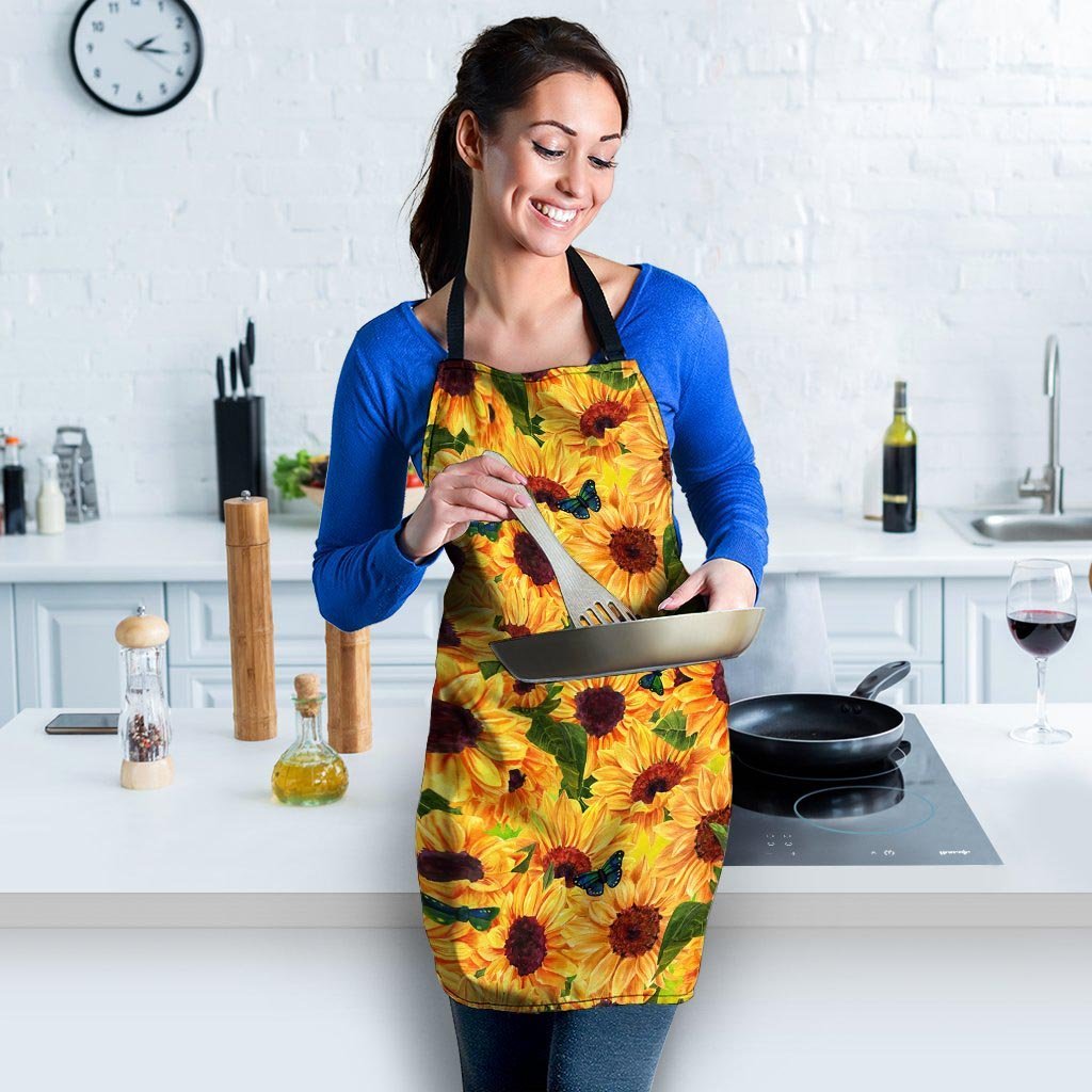 Sunflower Butterfly Women's Apron-grizzshop