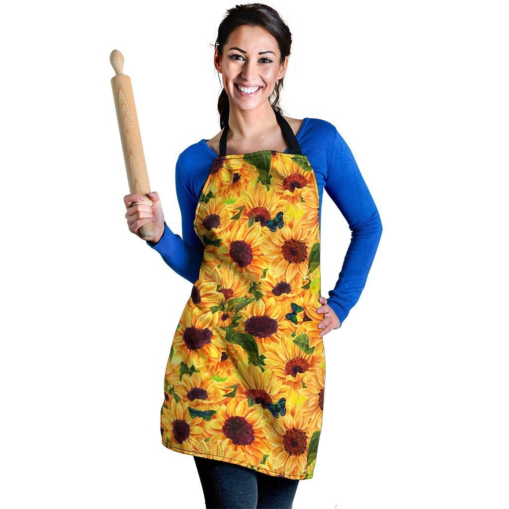 Sunflower Butterfly Women's Apron-grizzshop