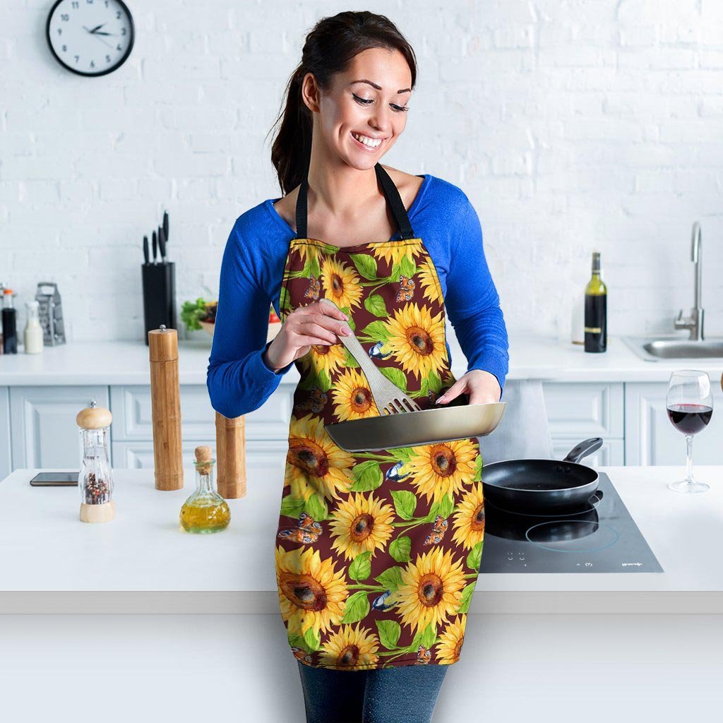 Sunflower With Bird And Butterfly Women's Apron-grizzshop