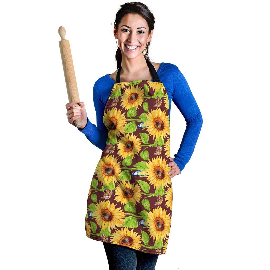 Sunflower With Bird And Butterfly Women's Apron-grizzshop
