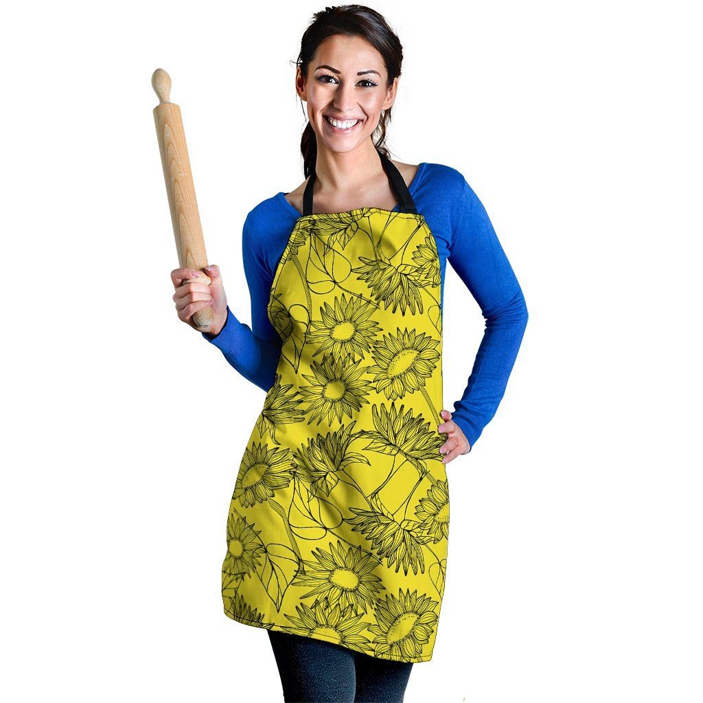 Sunflower Yellow Print Women's Apron-grizzshop