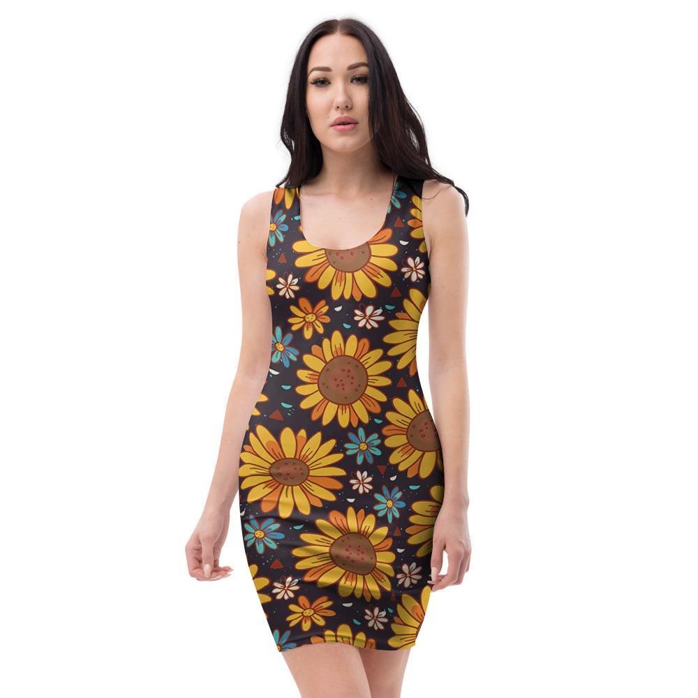 Sunflowr Floral Bodycon Dress-grizzshop