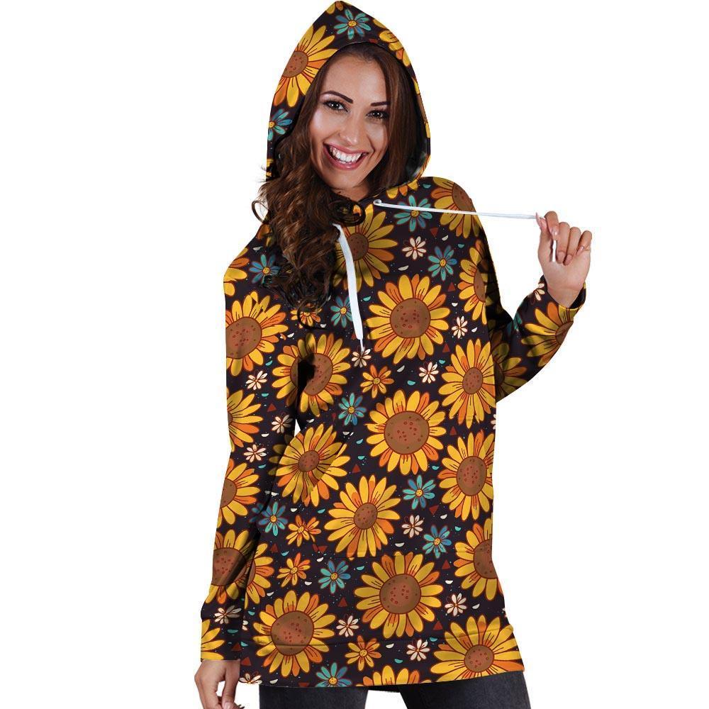 Sunflowr Floral Hoodie Dress-grizzshop