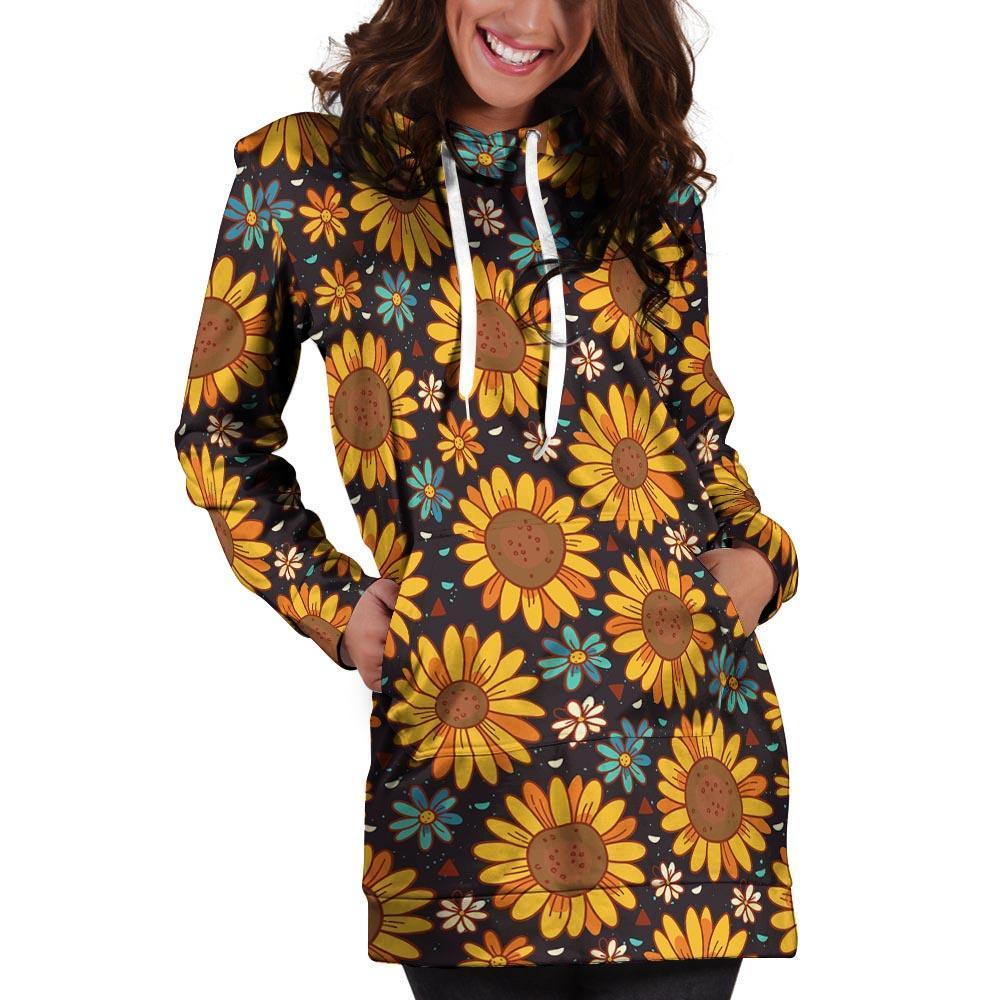 Sunflowr Floral Hoodie Dress-grizzshop